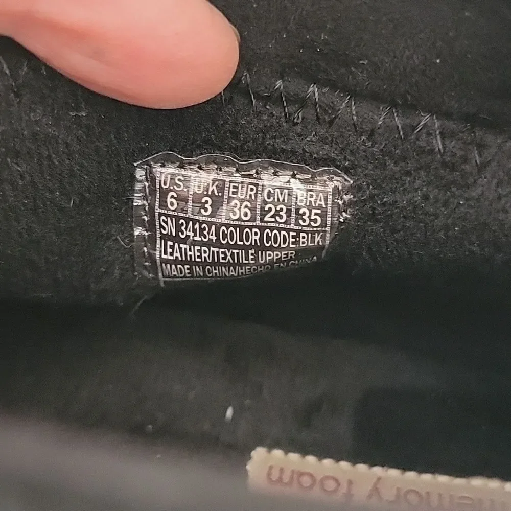 Bobs By Skechers Black Suede Ankle Boots with Multicolor Knit Accents Size 6 - Picture 7 of 9